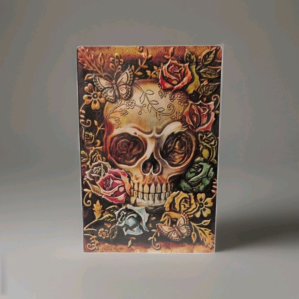 Antique Style Skull Embossed Lined 200 Page Faux Leather Journal 5.8" x 8.3"
